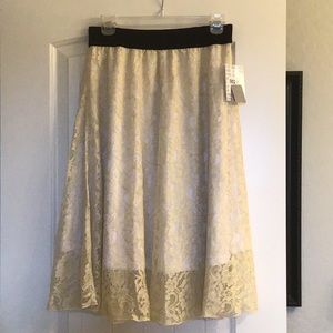 LuLaRoe Lola Midi Skirt Ivory Lace S